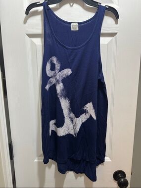 Navy Anchor Graphic Tank Top